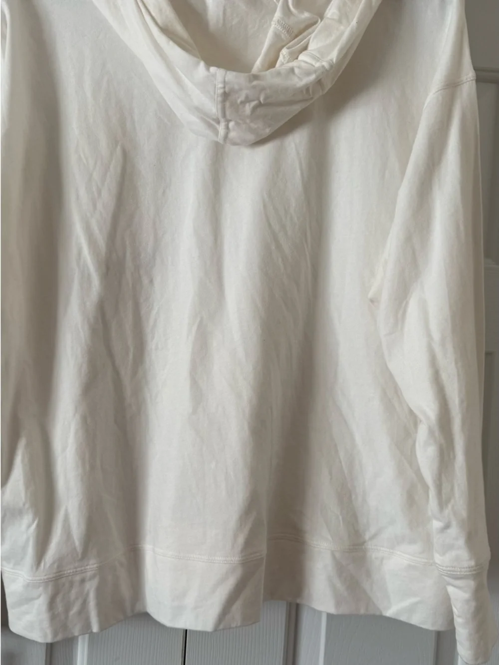 Ladies Lightweight Pullover With Hood Sz 1X New With Tags White Brown Letters - Picture 3 of 8